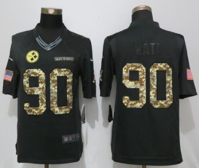 2017 NFL NEW Nike Pittsburgh Steelers #90 Watt Anthracite Salute To Service Limited Jersey->pittsburgh steelers->NFL Jersey